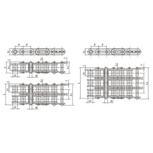 Ролкова верига от серия B с прави странични плочи